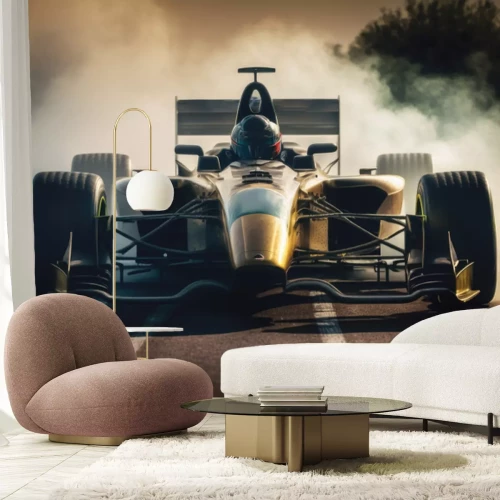 Fototapete Moderner Formel-Rennwagen auf der Rennstrecke