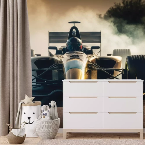 Fototapete Moderner Formel-Rennwagen auf der Rennstrecke