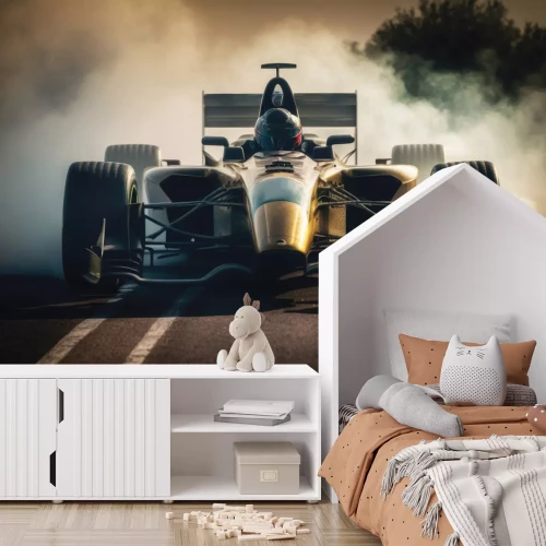 Fototapete Moderner Formel-Rennwagen auf der Rennstrecke