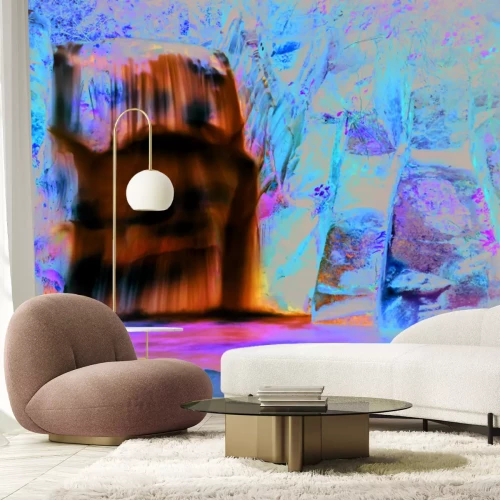 Fototapete Waldwasserfall und Steine in einer natürlichen Landschaft