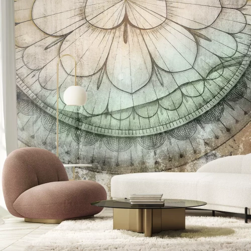 Fototapete Mandala auf Betonhintergrund im Retro-Stil