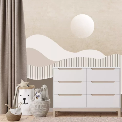 Fototapete Landschaft mit Bergen im minimalistischen Stil