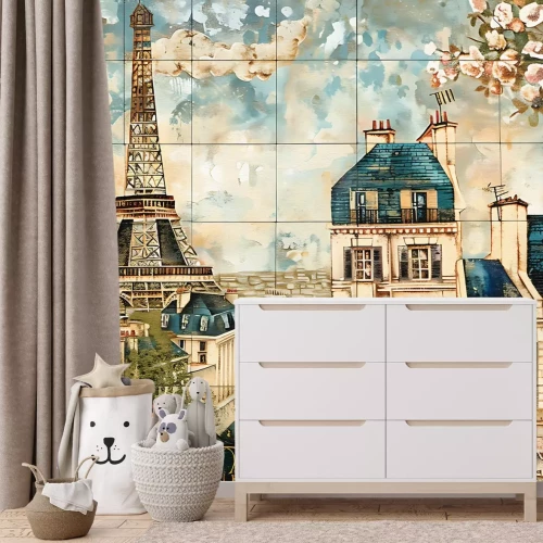 Fototapete Modulares dekoratives Paneel mit Eiffelturm-Motiv