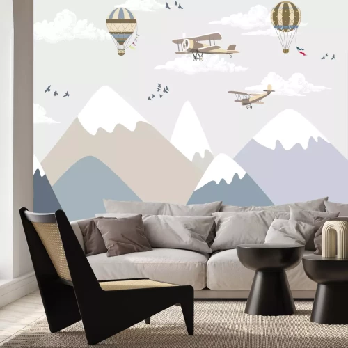 Fototapete Ein Märchenland mit Bergen und Flugzeugen
