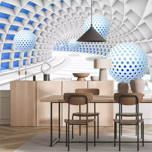 Fototapete Futuristischer Tunnel mit dreidimensionalen, durchbrochenen Kugeln
