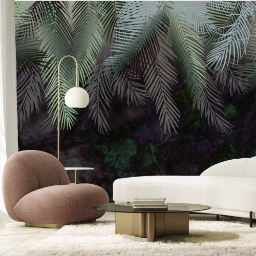 Fototapete Palmblätter auf dunklem Hintergrund