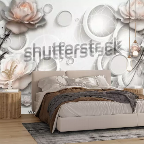 Fototapete Blumen und Ringe - 3D-abstrakt