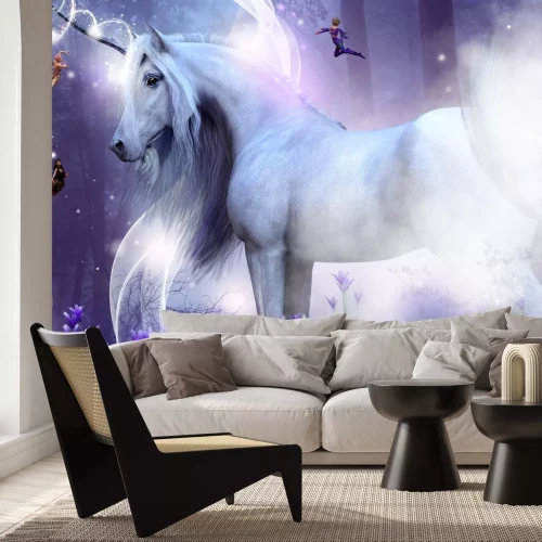 Fototapete Märchenhafte Illustration mit einem Einhorn und Feen