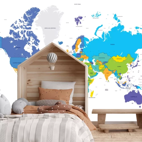 Fototapete Eine Weltkarte auf weißem Grund