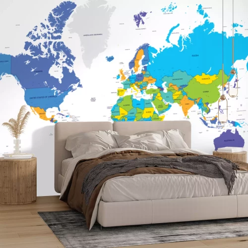 Fototapete Eine Weltkarte auf weißem Grund