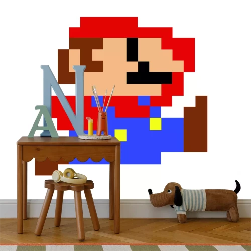 Fototapete Grafik von Mario auf weißem Hintergrund
