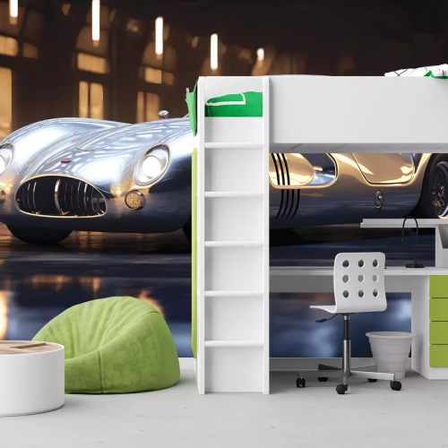 Fototapete Oldtimerfahrzeug unter den Scheinwerfern