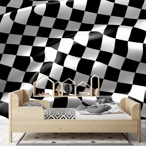 Fototapete Schwarz-weiße Zielflagge