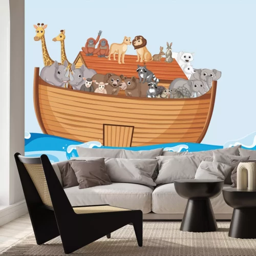 Fototapete Boot mit Tieren auf den Meereswellen