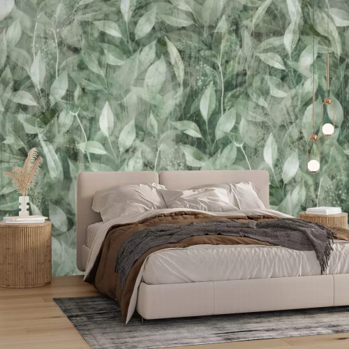 Fototapete Grüner botanischer Hintergrund mit Blättern