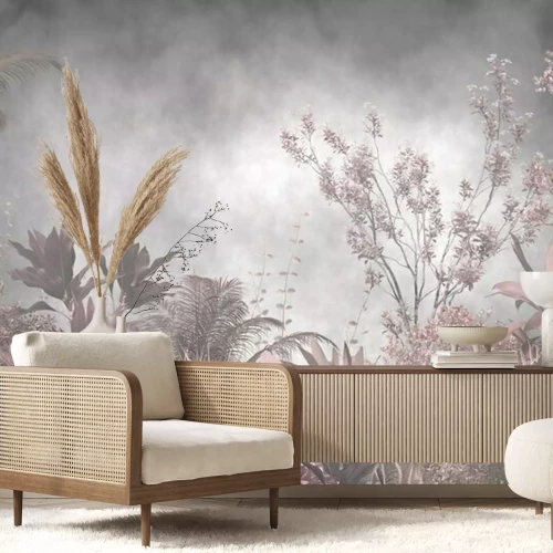 Fototapete Tropical leaves and Trees Wallpaper design - 3D