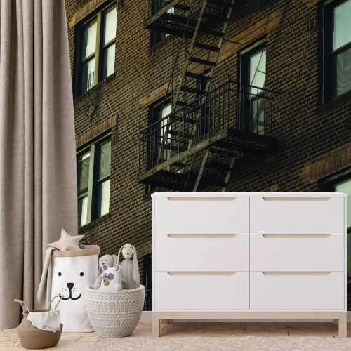 Fototapete Alte Mietshaus mit Außentreppen