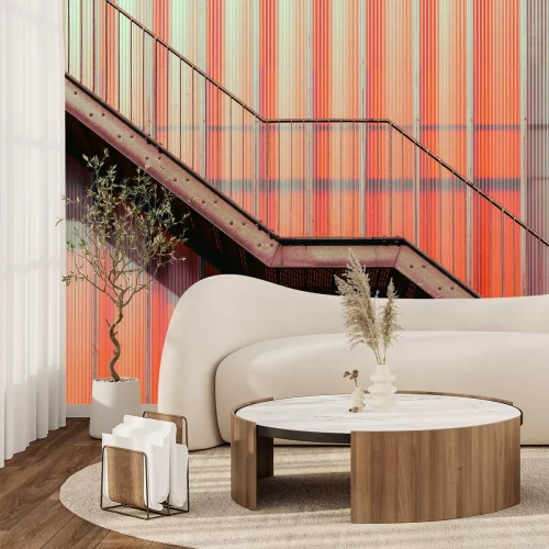 Fototapete Metallschritte vor dem Gebäudehintergrund