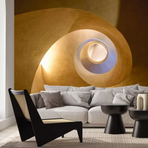 Fototapete Betontreppe mit Spirale und Tunnelmotiv