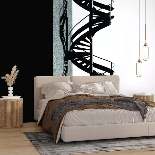 Fototapete Schwarze metallene Wendeltreppe