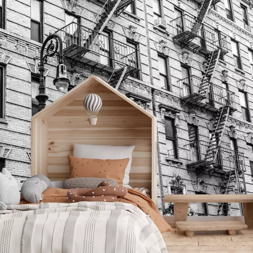 Fototapete Mietshaus im Vintage-Stil mit Treppen