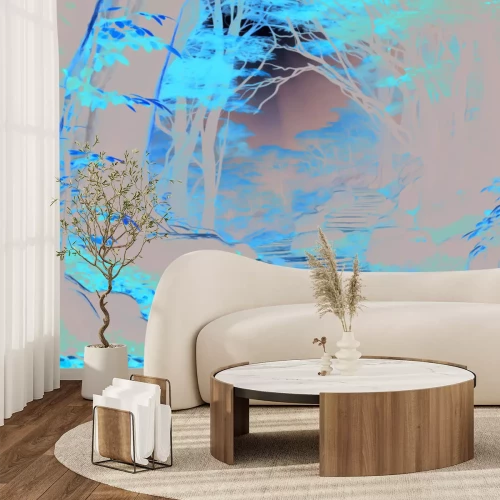 Fototapete Herbstliche Waldlandschaft mit Treppen