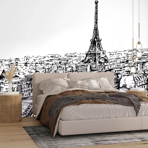 Fototapete Skizzenhafte Grafik eines Pariser Symbols im minimalistischen Stil