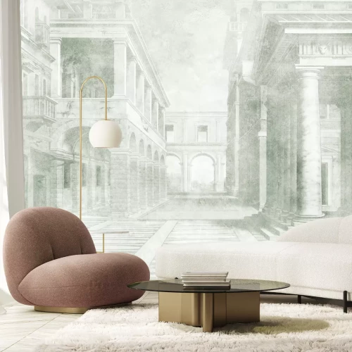 Fototapete Antike Stadt mit Säulen im Nebel