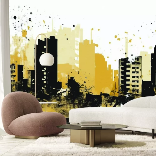 Fototapete Aquarell einer Stadt mit hohen Gebäuden