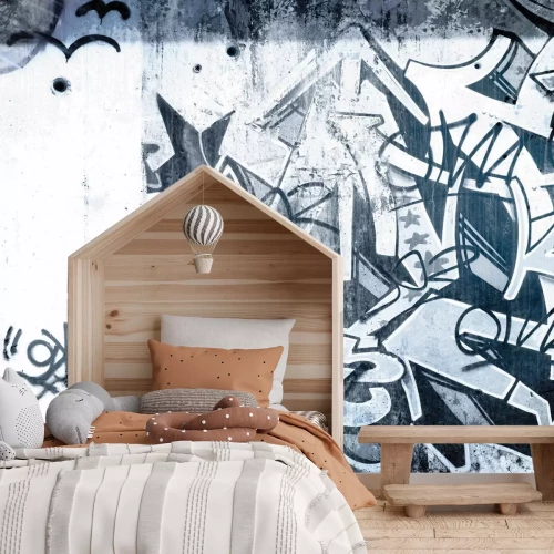 Fototapete Monochromatisches Graffiti auf Beton