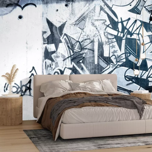 Fototapete Monochromatisches Graffiti auf Beton