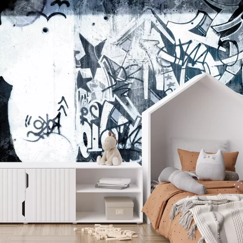 Fototapete Monochromatisches Graffiti auf Beton
