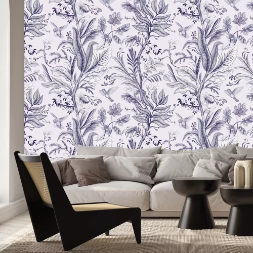 Fototapete Wilde Vegetation mit Blumen zwischen Blumen