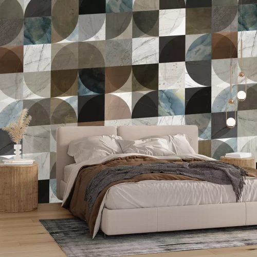 Fototapete Mosaik natürlicher Farben in der Symmetrie der Formen