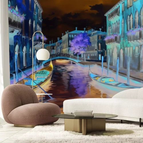 Fototapete Malerisches Bild von Venedig mit Gondeln