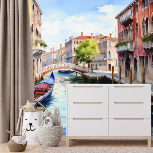 Fototapete Malerisches Bild von Venedig mit Gondeln