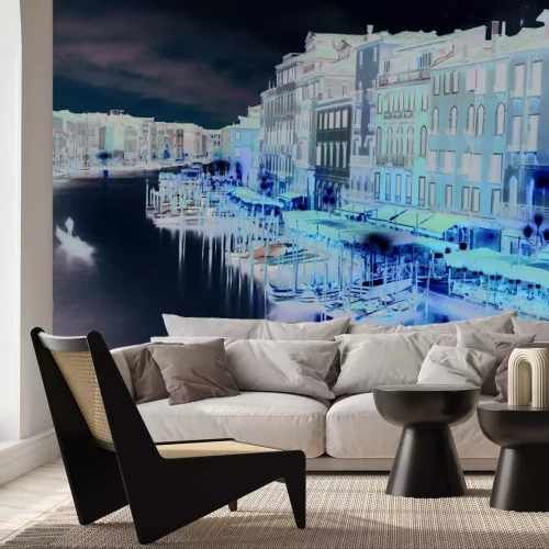 Fototapete Landschaft der Kanäle in Venedig bei Einbruch der Dämmerung