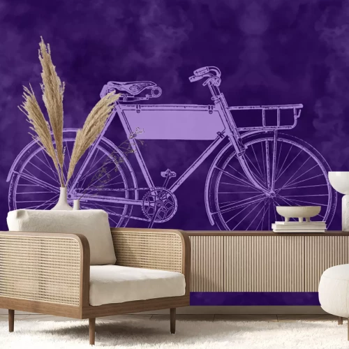 Fototapete Alter Fahrrad in einem stilisierten Vintage-Zeichnung