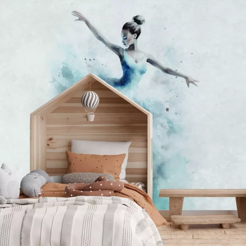 Fototapete Aquarell einer Balletttänzerin vor einem Betonhintergrund