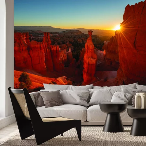 Fototapete Sonnenuntergang zwischen Wüstenfelsen