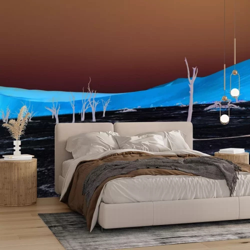 Fototapete Trockene Bäume in einer sandigen Wüste