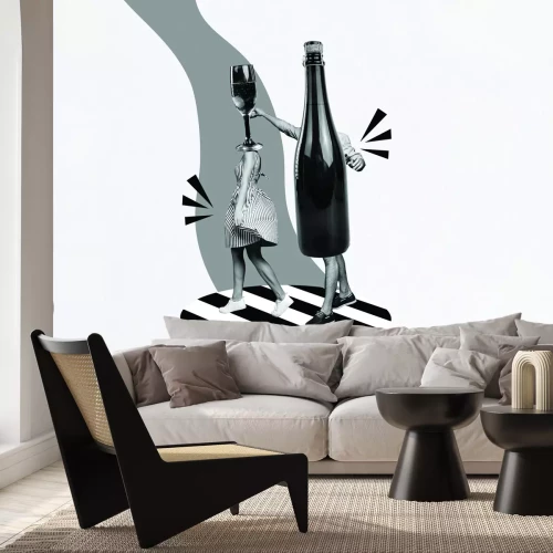 Fototapete Abstrakte Darstellung eines Weinglases und Wein