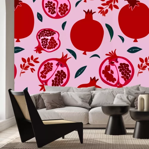 Fototapete Rote Früchte eines saftigen Granatapfels