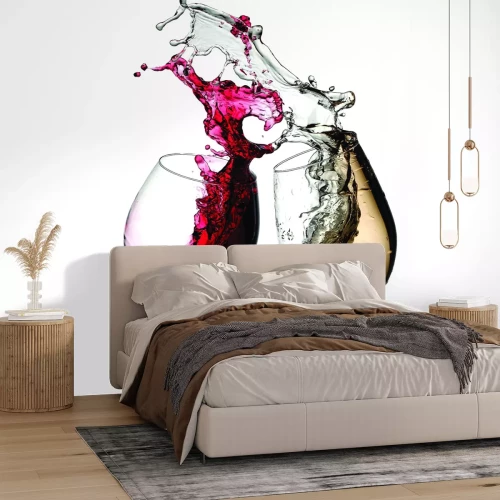 Fototapete Glas mit weißem und rotem Wein