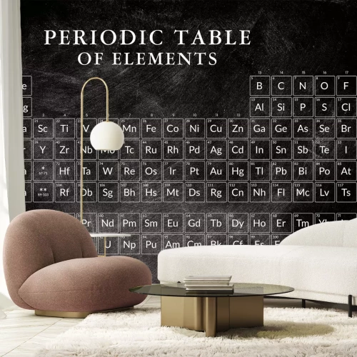 Fototapete Tabelle der Elemente auf schwarzem Hintergrund