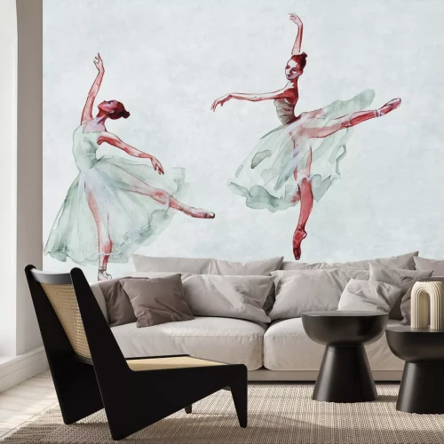 Fototapete Zarte Ballerinas, die auf einer Betonfläche tanzen