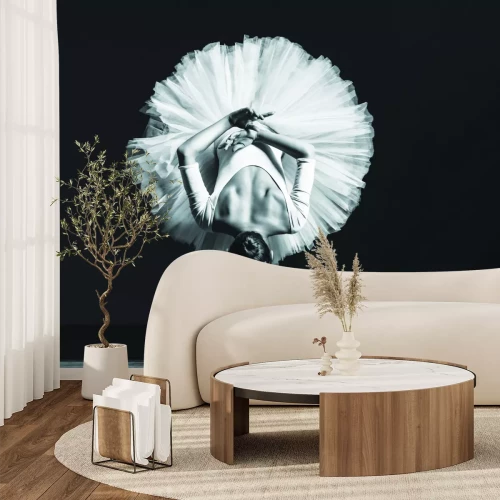 Fototapete Junge Ballerina in Schwarzweißfarben