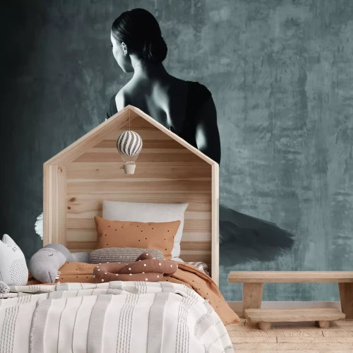 Fototapete Schwarz-weißes Foto einer tanzenden Ballerina