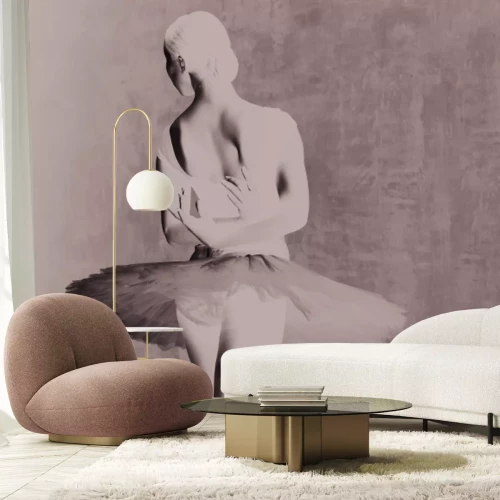 Fototapete Schwarz-weißes Foto einer tanzenden Ballerina