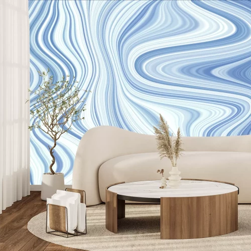 Fototapete Weiß-blaues welliges Muster